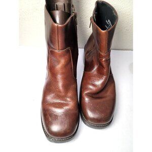 Brown Leather Durango Ankle Boots With Side Zipper size 10D